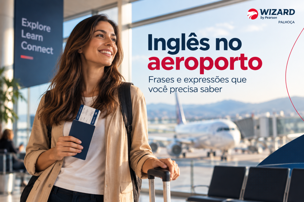 Viajante com passaporte e mala em aeroporto internacional